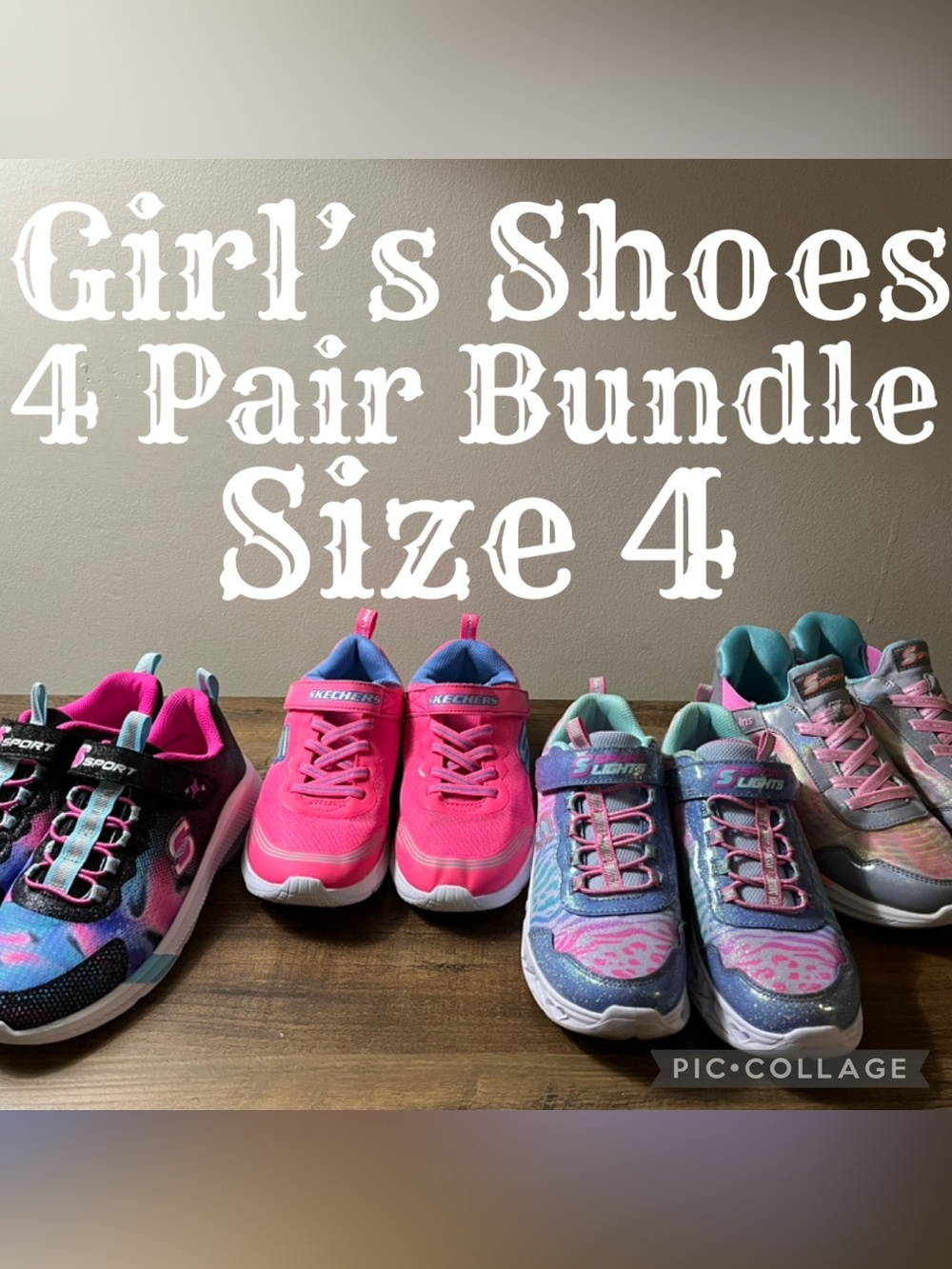 Girls Shoes Skechers Sneakers 4 Pair Bundle Size 4